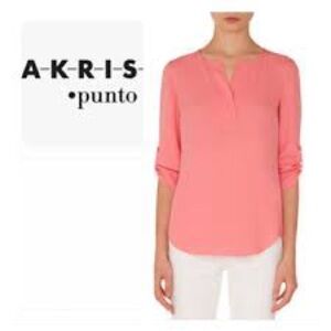 Akris Punto Coral-Pink Scoop Neck Blouse